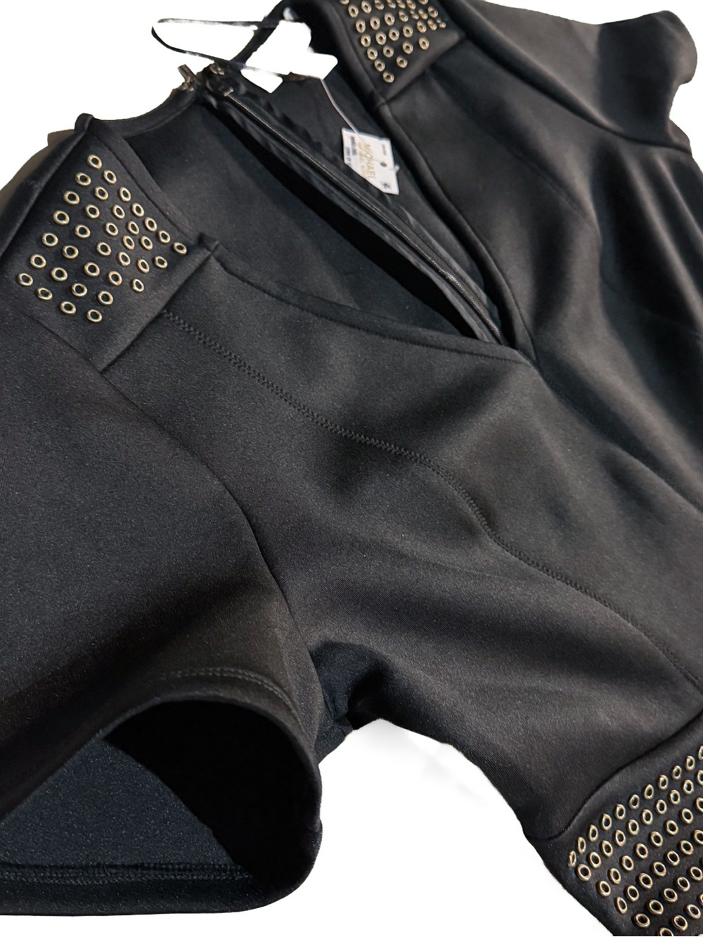 NWT MICHAEL Michael Kors Black Scuba Fit & Flare Studded Dress Size Medium M New - Picture 8 of 15